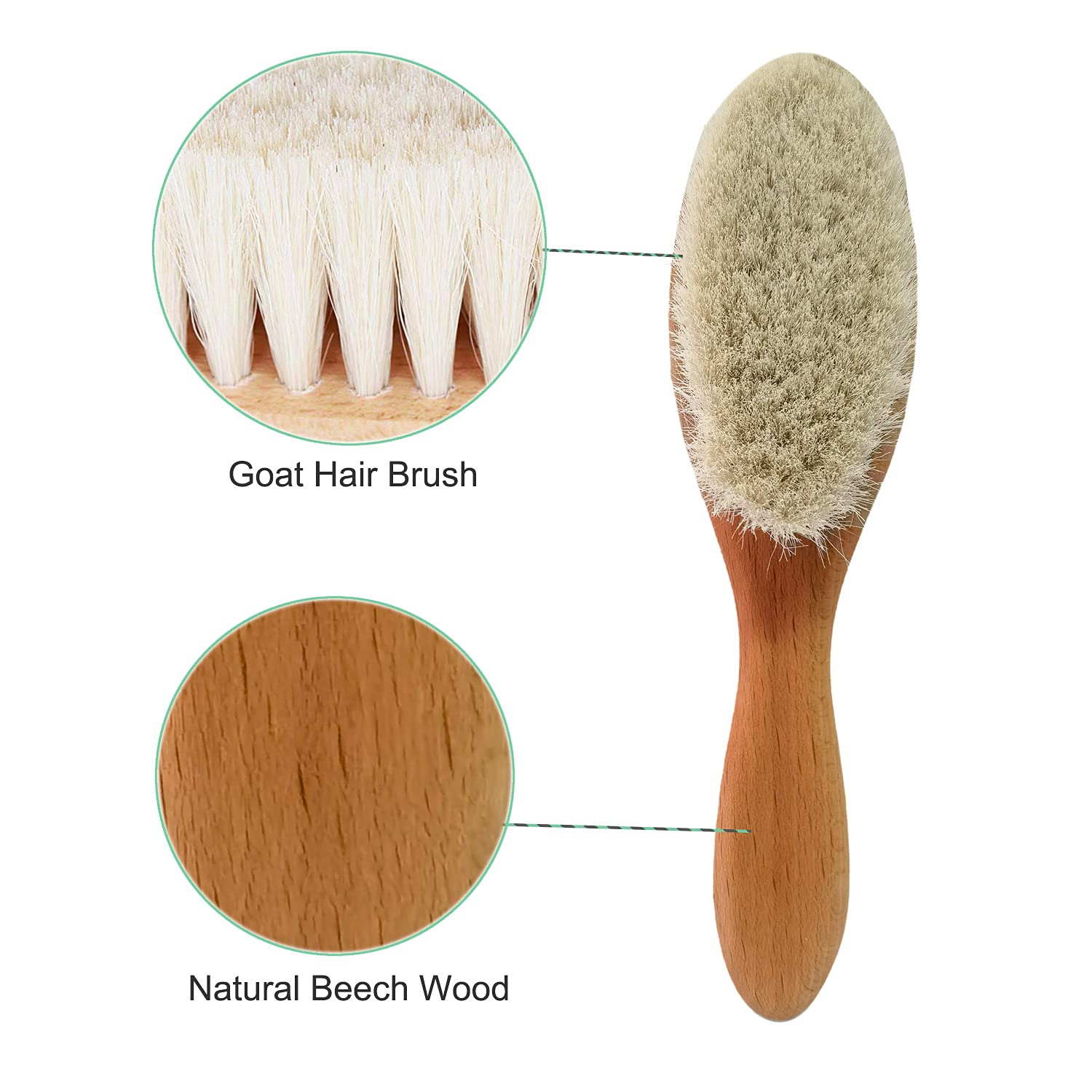 Molylove 3 Piece Baby Hair Brush and Comb Set for Newborn  Toddlers  Natural Wooden Hairbrush with Soft Goat Bristles for Cradle Cap - Perfect Scalp Grooming Product for Infant, Toddler, Kids, Baby - Image 5